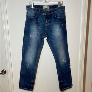 Men’s Topman Button Fly Vintage Slim Cut Straight Leg Jeans Size 34S